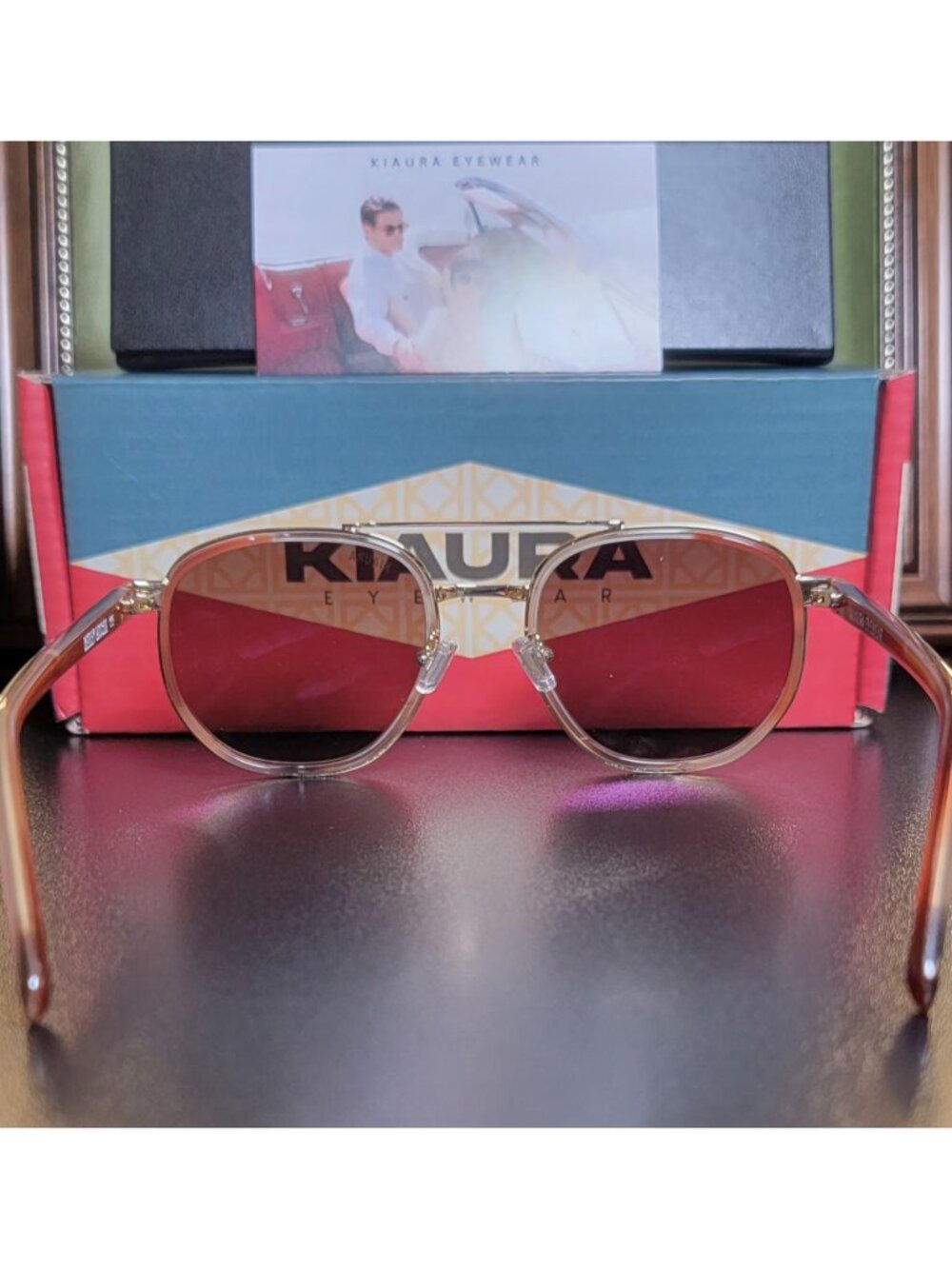 KIAURA Gehry Mocha Titanium Round Polarized Sunglasses Brown UV400 NWT - Picture 8 of 14